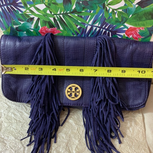 TORY BURCH PURPLE SAWLA LEATHER SUEDE CLUTCH GUC M - Picture 6 of 16